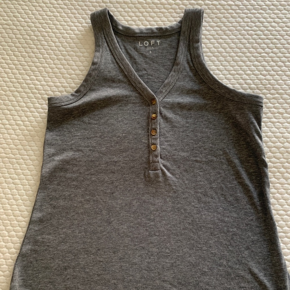 Grey LOFT slub v-neck tank